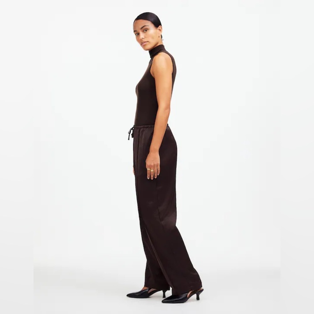 Madewell Pintucked Slim Pull-On Pants in Satin - Picture 2 of 6